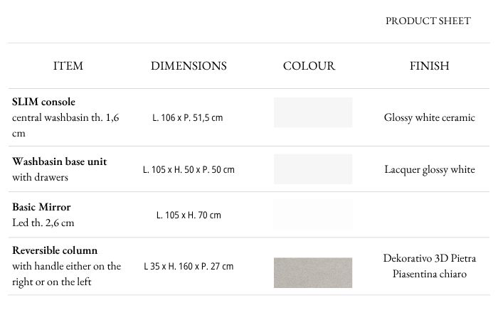 finishes and technical specification lime 0 slim c40